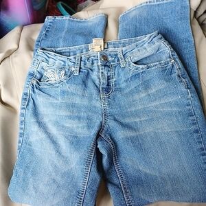 Earl Jeans Rhinestone Embellishment Pocket w/ Bling Size 4 Jeans, button pockets